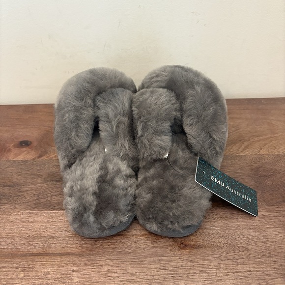 EMU Australia x Free People Mayberry Teddy Cozy Slippers Gray 4 Women 3 Kids NWT - Picture 10 of 15